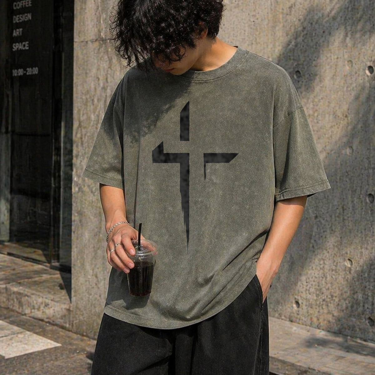 Patterned Cross Vintage Washed T-Shirt product image 4