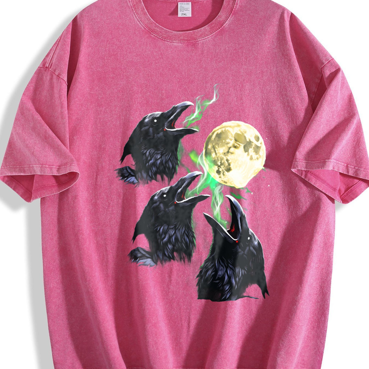 Raven Howling To Moon 90s Vintage Washed T-Shirt product image 7
