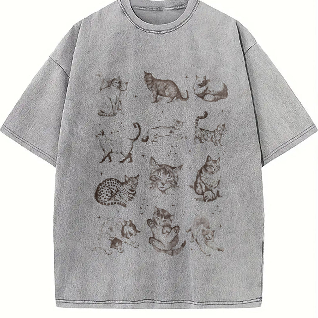 Cats 90s Tattoo Vintage Washed T-Shirt product image 5