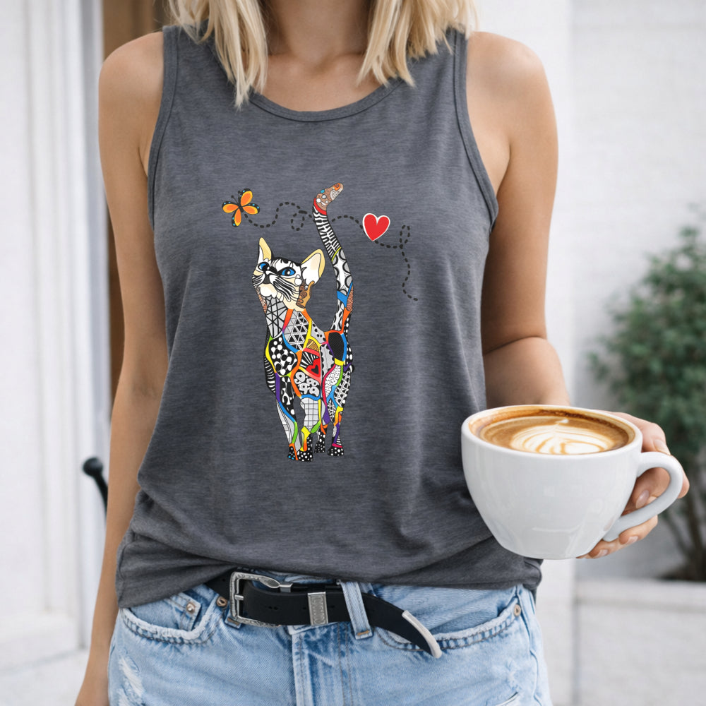 Cat & Floral - Summer Women's Tank Top