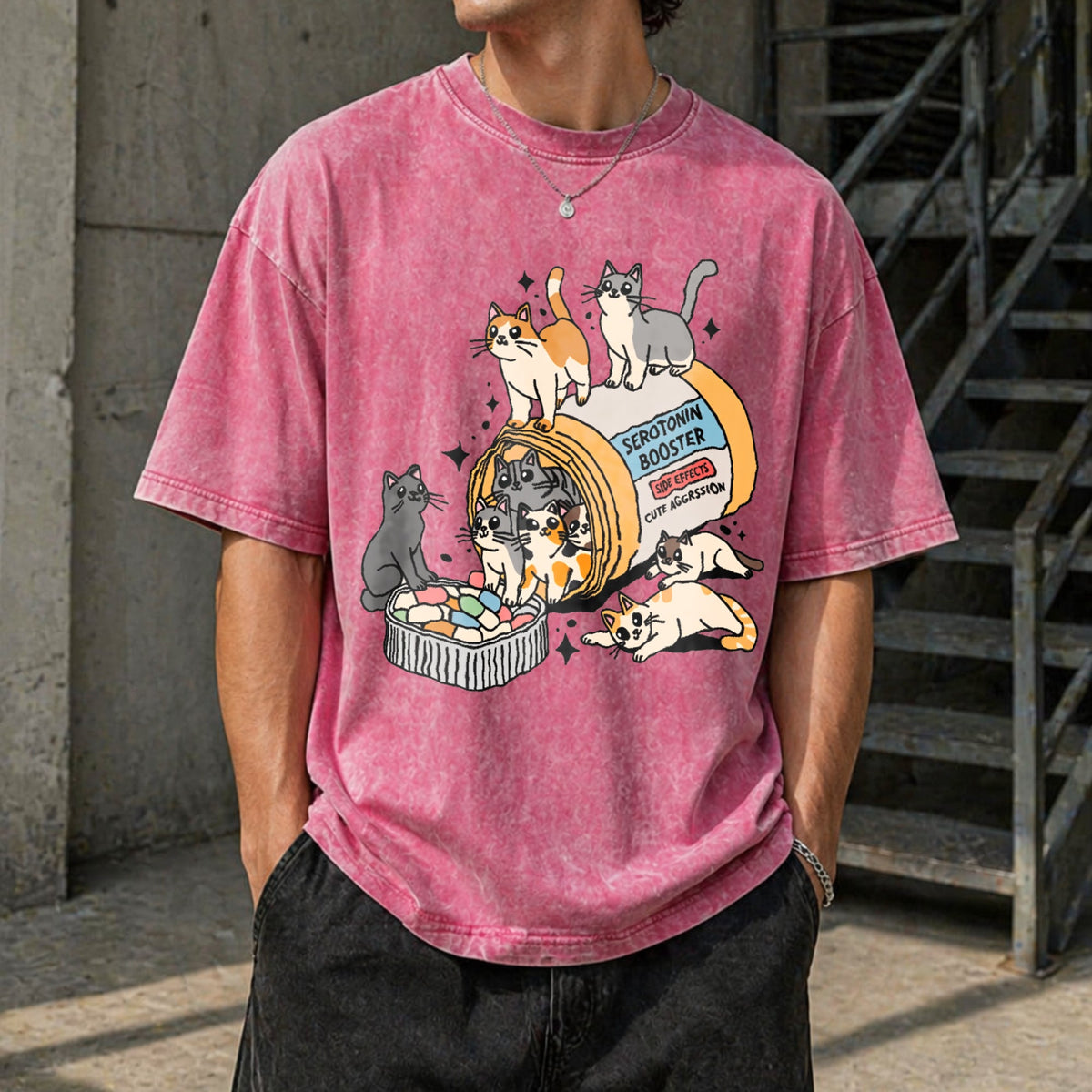 Serotonin Cats Vintage Washed T-Shirt product image 7