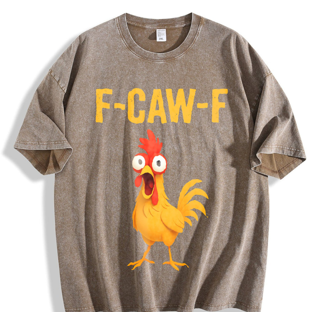 F-caw-f Chicken Funny Vintage Washed T-Shirt product image 3