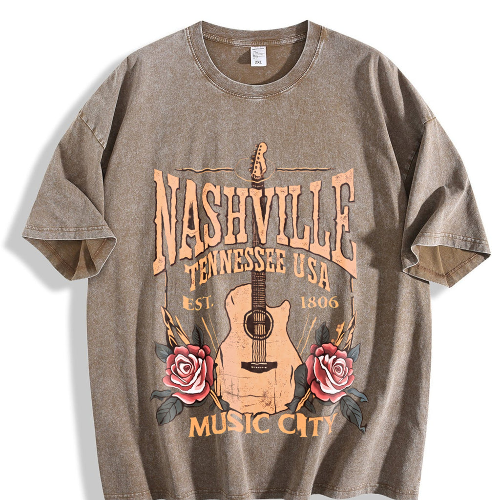 Music City - Floral Guitar Vintage Washed T-Shirt product image 3