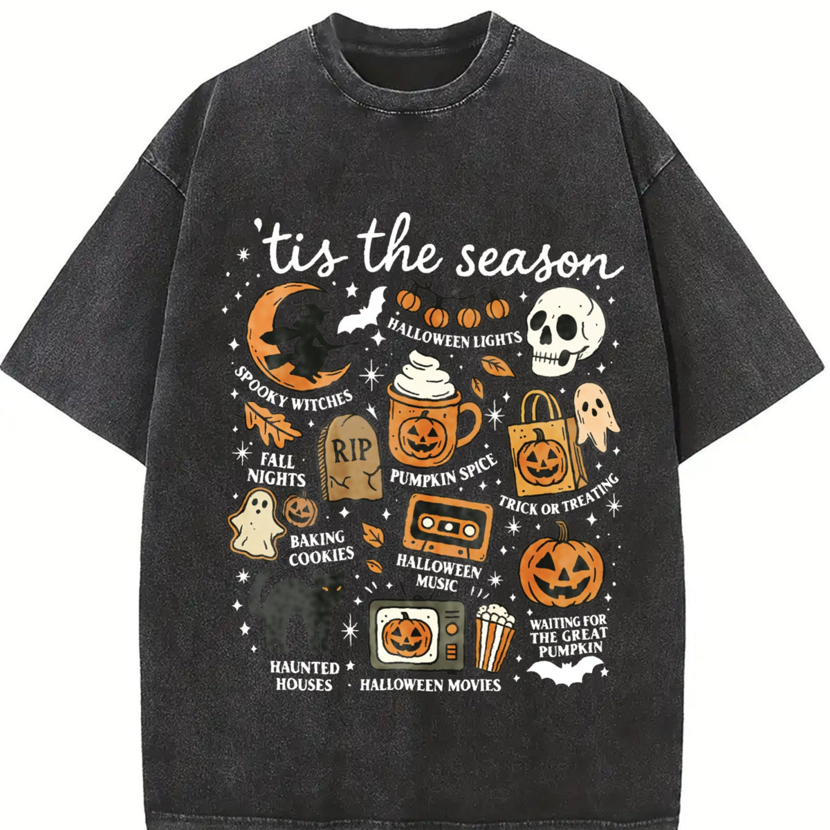 Spooky Season Halloween - Cute Fall Vintage Washed T-Shirt product image 2