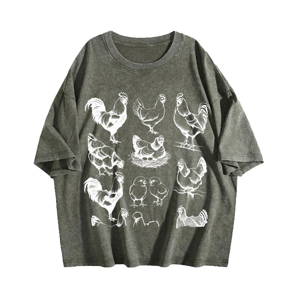 Chicken 90s Tattoo Vintage Washed T-Shirt product image 4