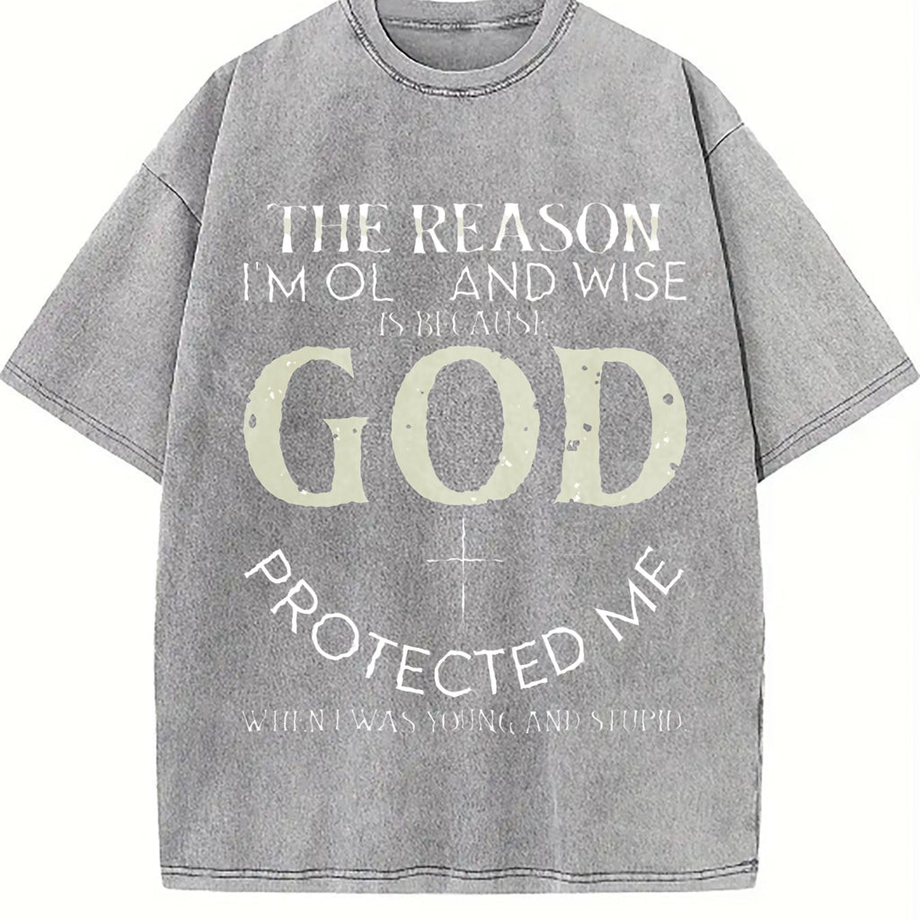 God Protected Me Vintage Washed T-Shirt product image 4