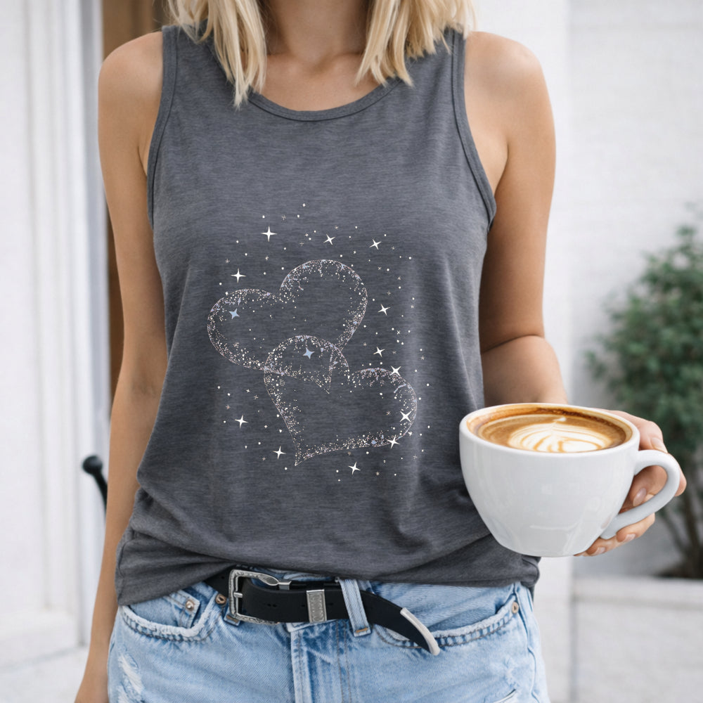 Create A A Cartoon With Overlapping Heart Shapes Women's Tank Top