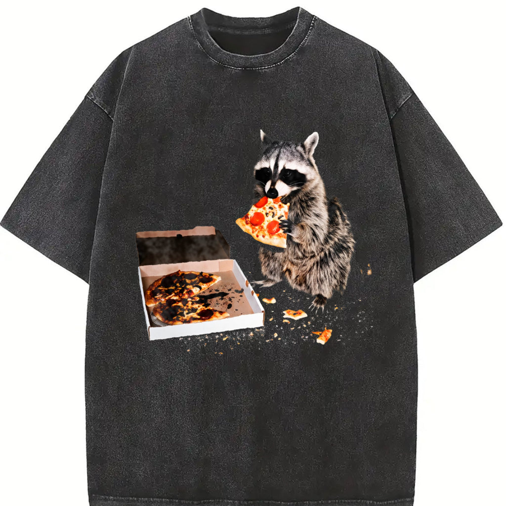 Raccoon Eating Pizza 90s Vintage Washed T-Shirt product image 2