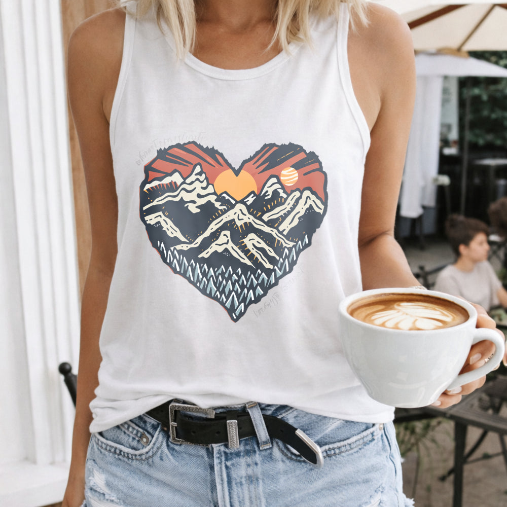 Mountain Sunset Heart Women's Tank Top