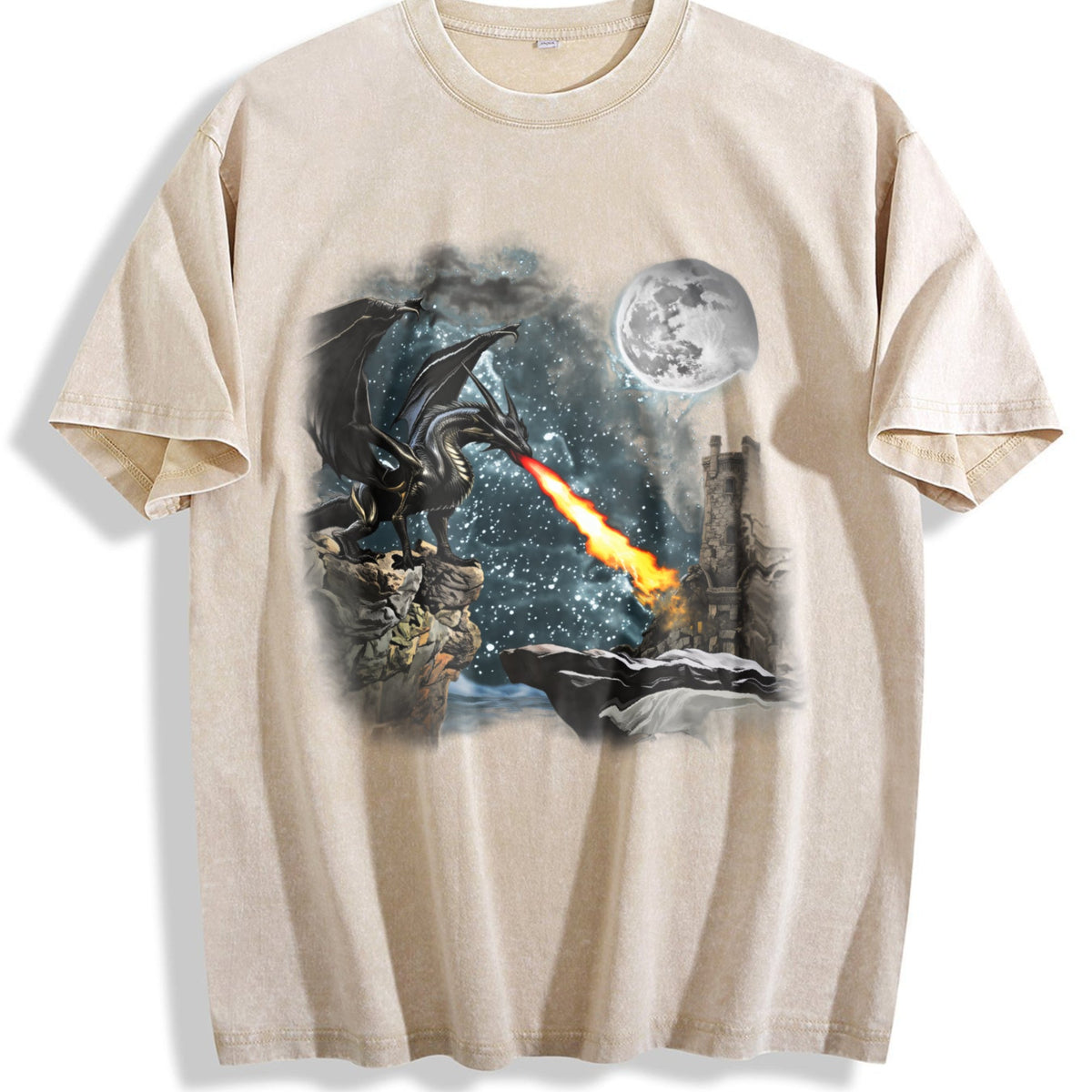 Dragon Castle Dark Art Vintage Washed T-Shirt product image 1