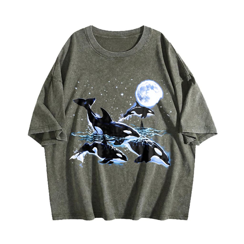 Orca Whale 90s Vintage Washed T-Shirt product image 4