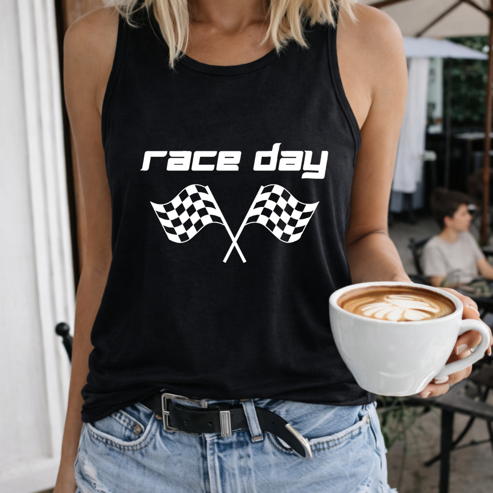 Race Day Letters & Cartoon Flags Women's Tank Top