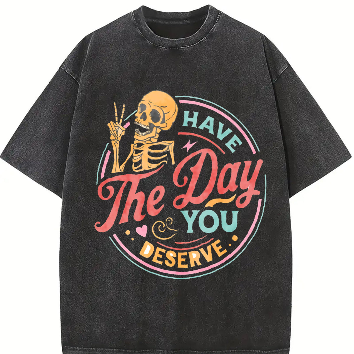 Skeleton Peace Sign Have The Day You Deserve Boxy Vintage product image 2