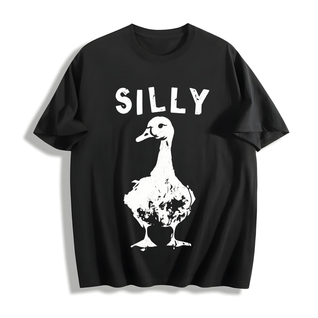 Silly Goose Boxy Classic Animal Meme Y2K Cotton T-Shirt product image 1