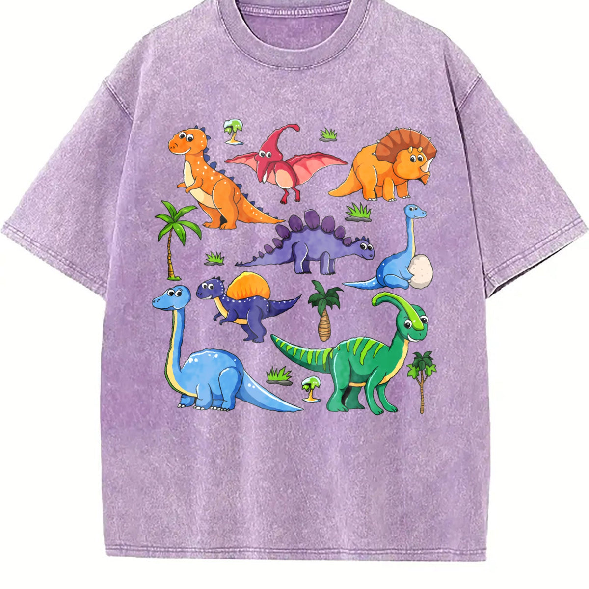 Dinosaur World Cartoon Short-sleeved Vintage Washed T-Shirt product image 6