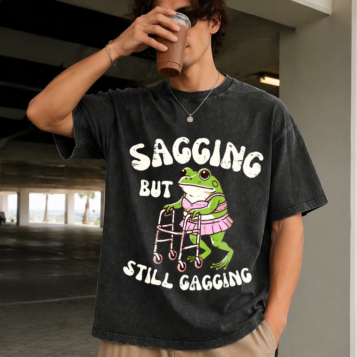 Sagging But Still Gagging Frog Funny Cringe Meme Vintage product image 2