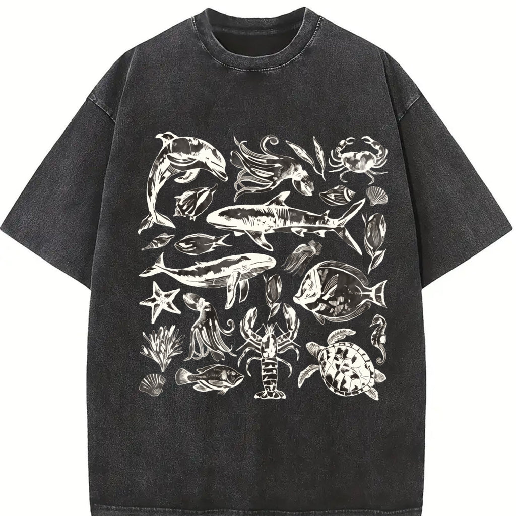 Sea Animals 90s Vintage Washed T-Shirt product image 2