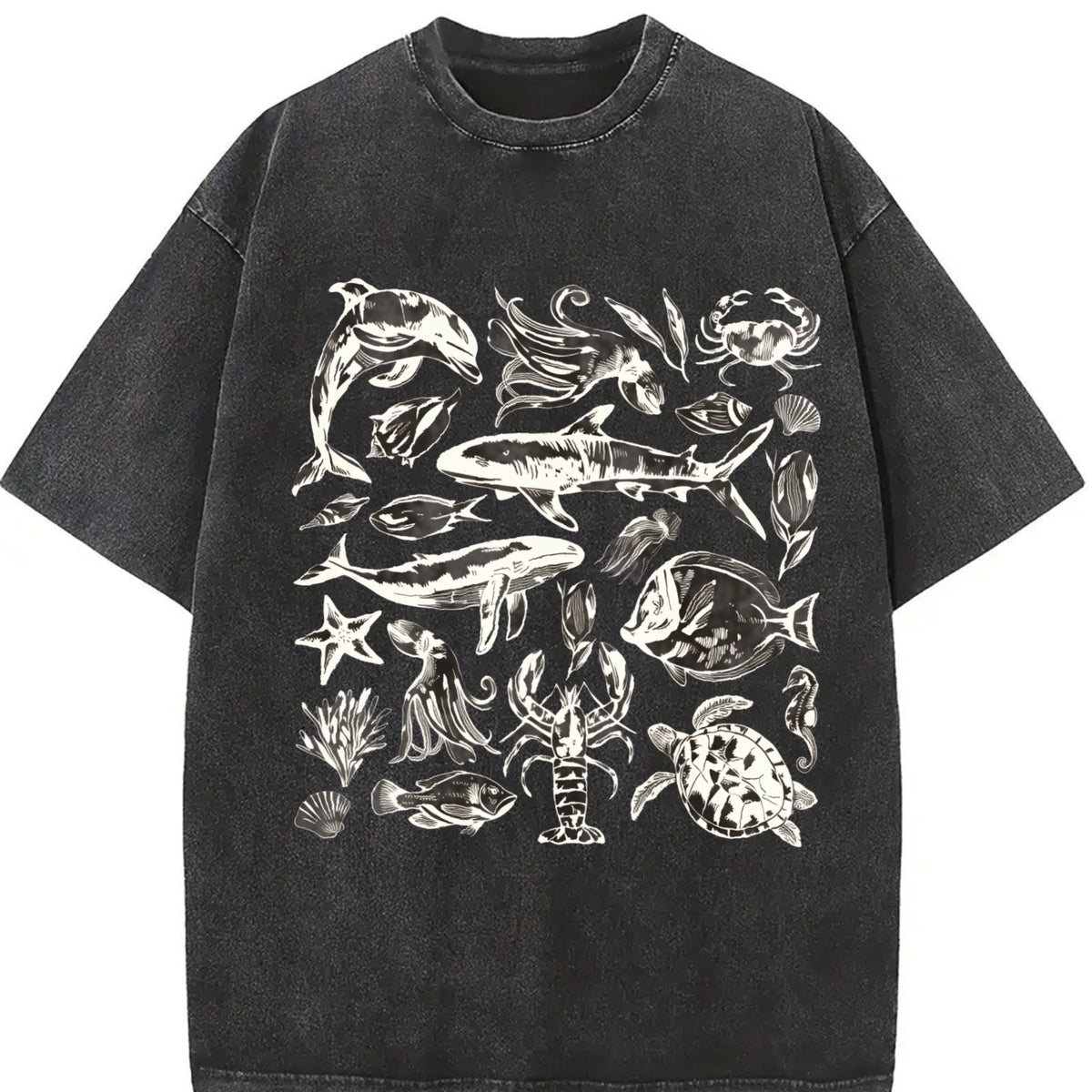 Sea Animals 90s Vintage Washed T-Shirt product image 2