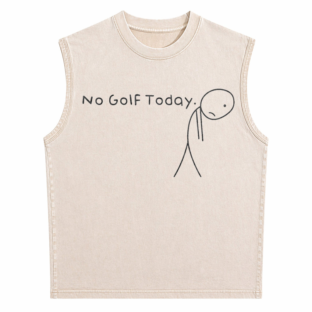 No Golf Today Funny Sad Stickman Golfer Golfers Men's Washed Tank Top