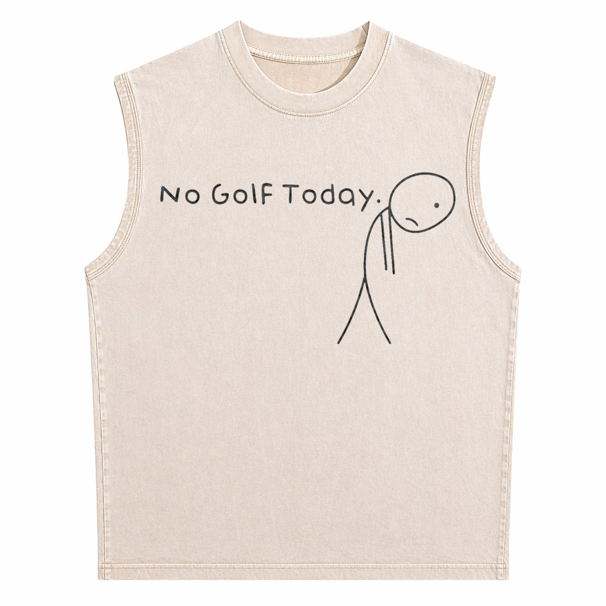 No Golf Today Funny Sad Stickman Golfer Golfers Men's Washed Tank Top