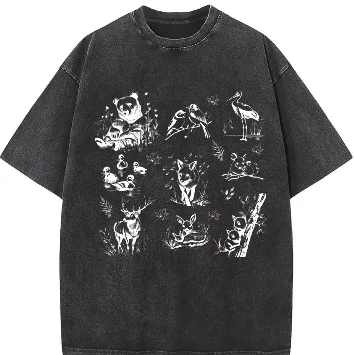 Forest Animals 90s Tattoo Vintage Washed T-Shirt product image 2