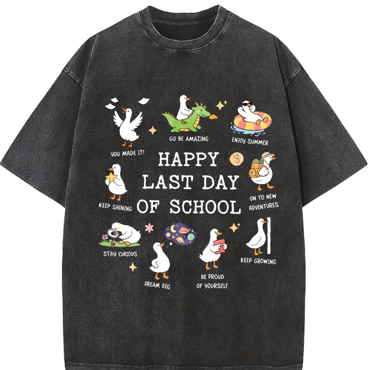 Last Day Of School Goose Teacher Happy Vintage Washed product image 2