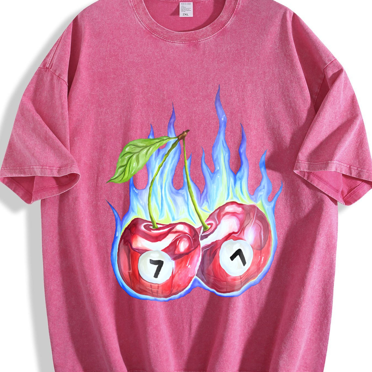 7 Ball Cherry On Fire Vintage Washed T-Shirt product image 7