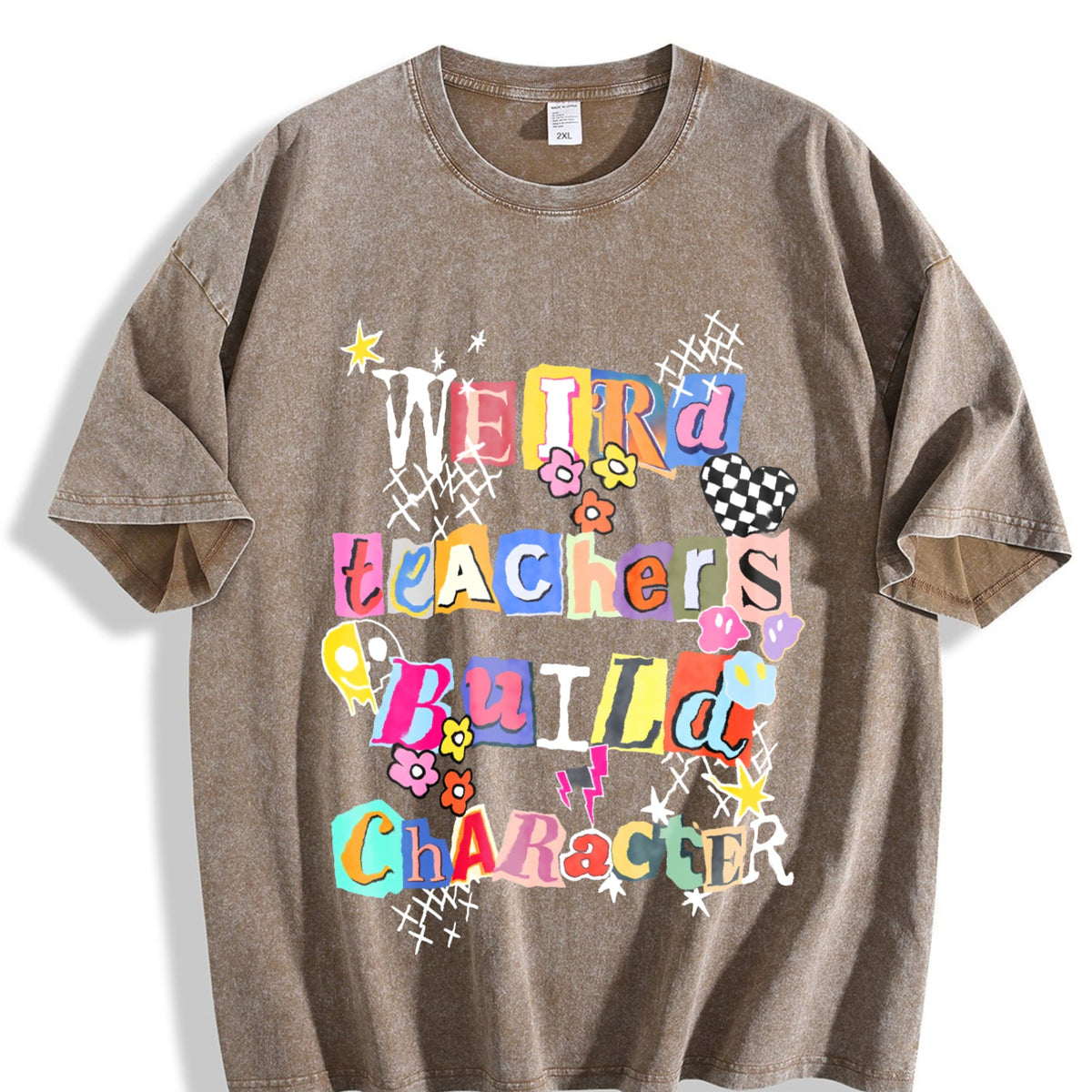 Weird Teachers Build Character Vintage Washed T-Shirt product image 3