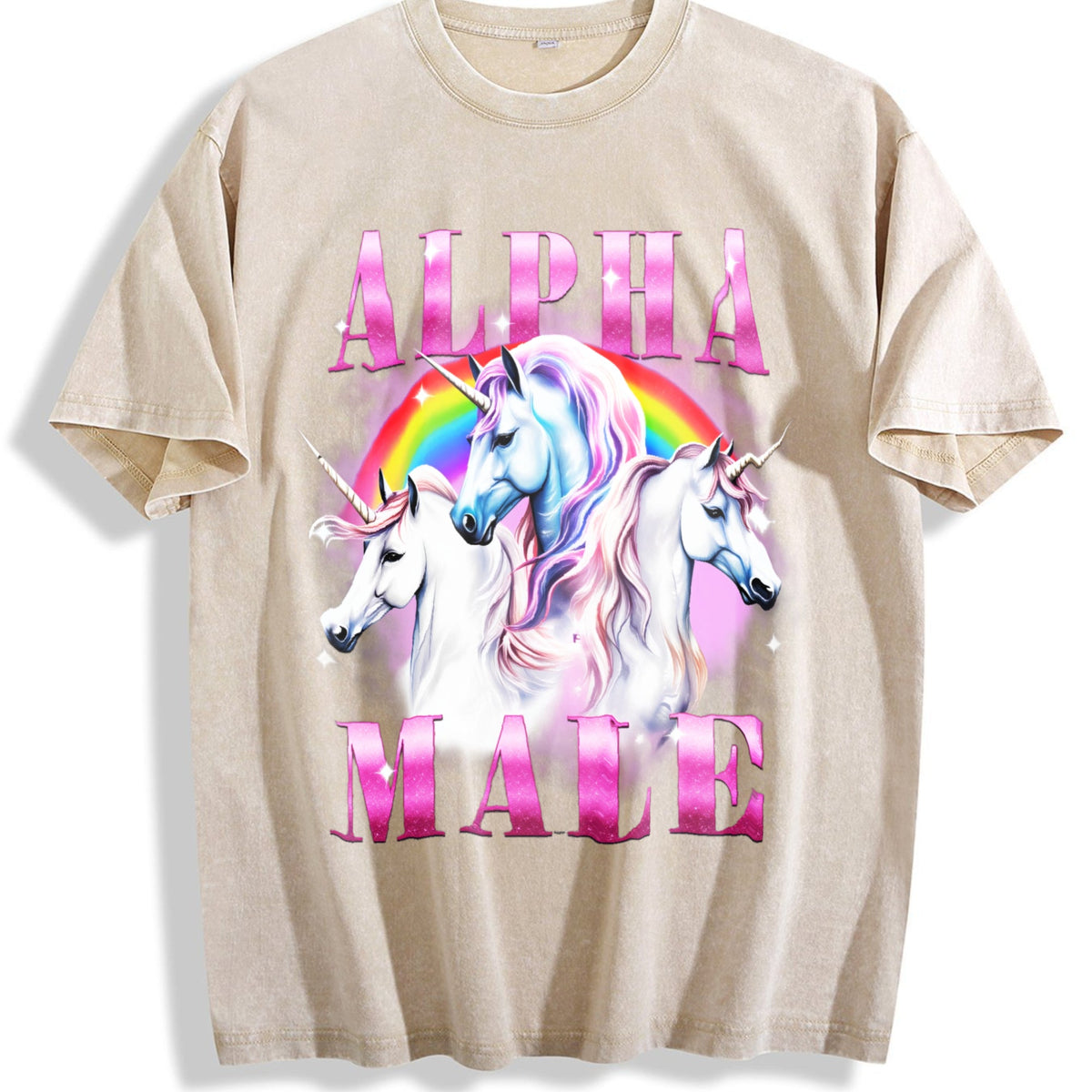 Alpha Male Unicorn Ironic 90s Vintage Washed T-Shirt product image 1