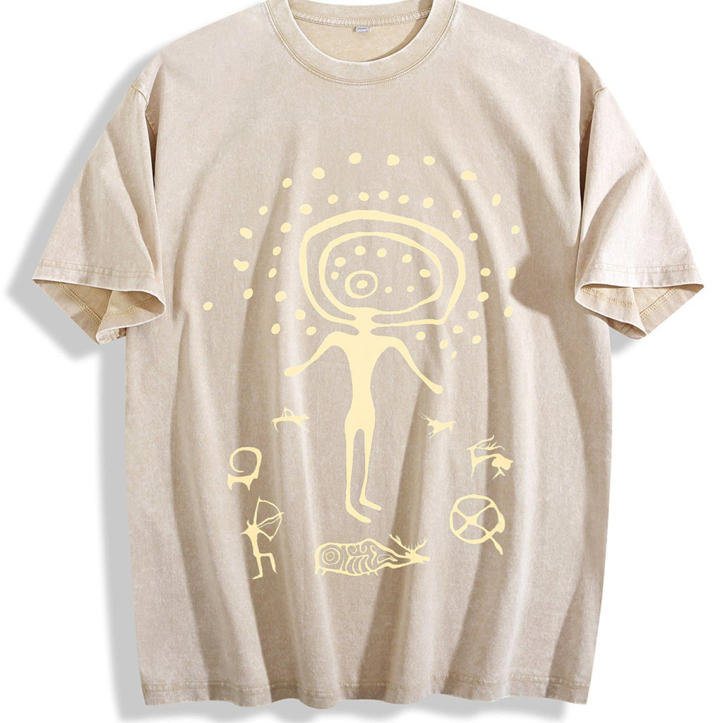 Shamanic Petroglyph - Black Vintage Washed T-Shirt product image 1