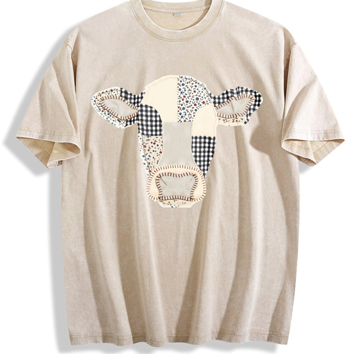 Faux Patchwork Cow Vintage Washed T-Shirt product image 1