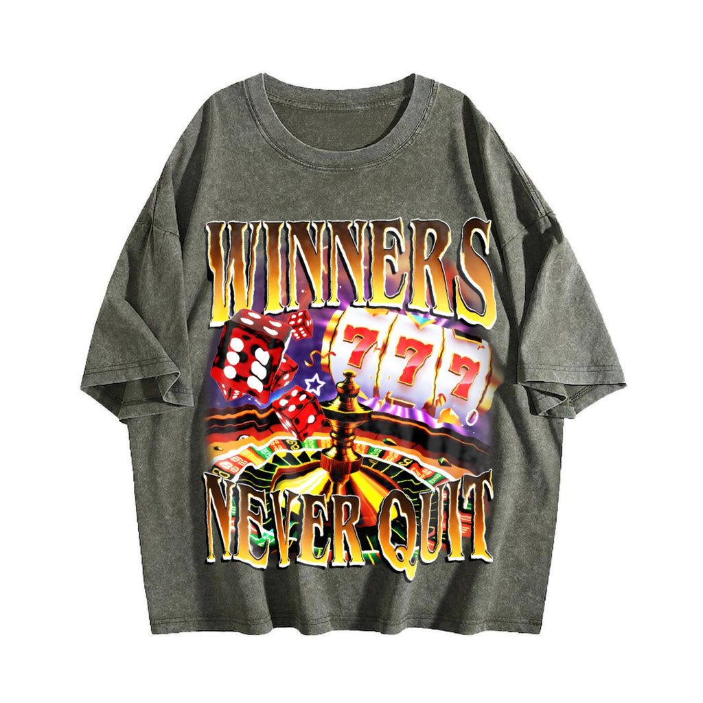 Winners Never Quit Funny Gambling Bootleg Vintage Washed product image 4