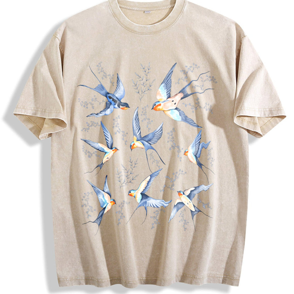Birds 90s Tattoo Vintage Washed T-Shirt product image 1