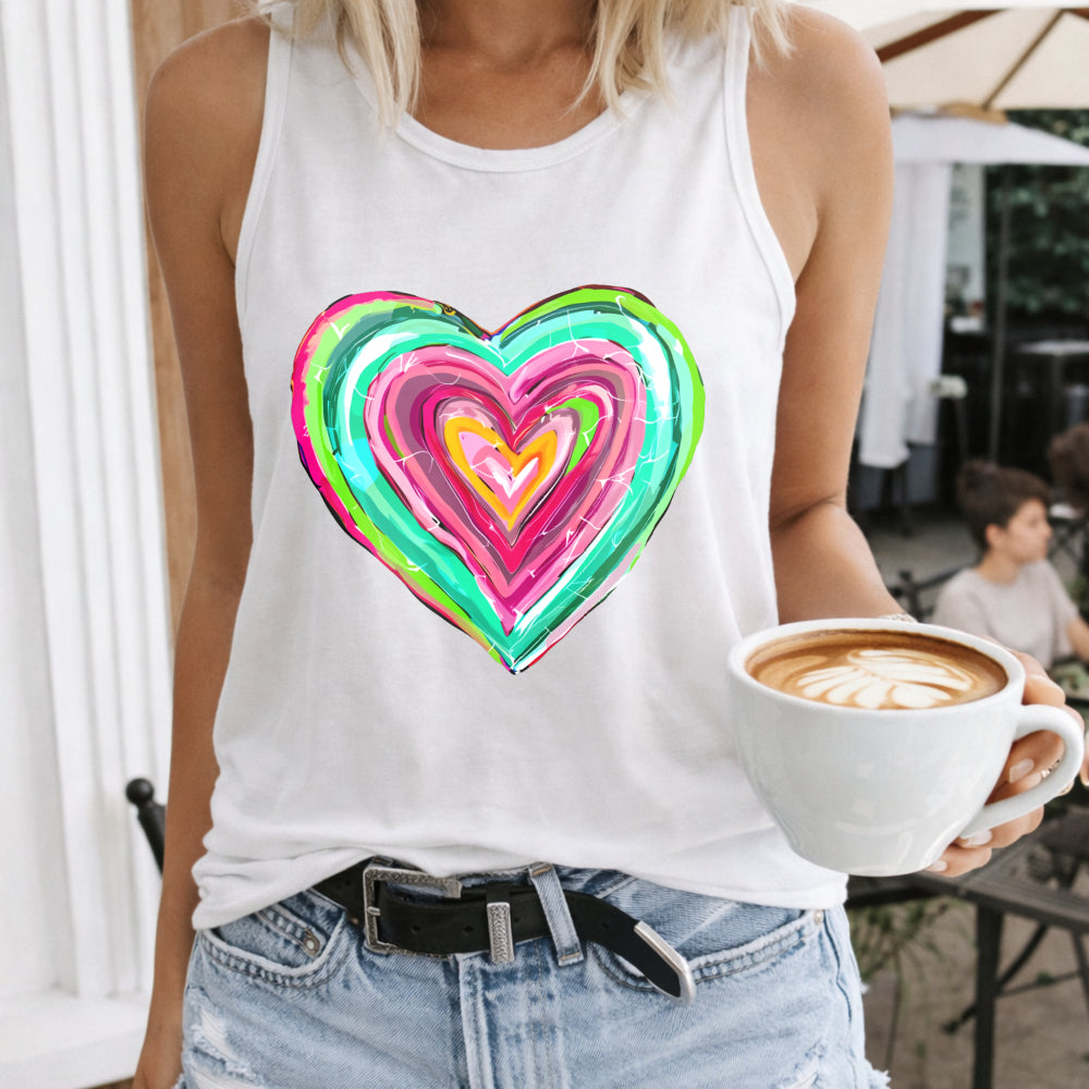 Colorful Neon Gradient Heart-shaped And Halter Women's Tank Top