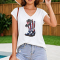 American Flag Cowboy Boot Women's V-Neck Tank Top