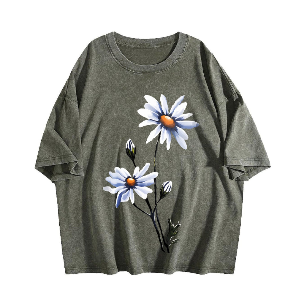 Blue Daisy Flowers Vintage Washed T-Shirt product image 4