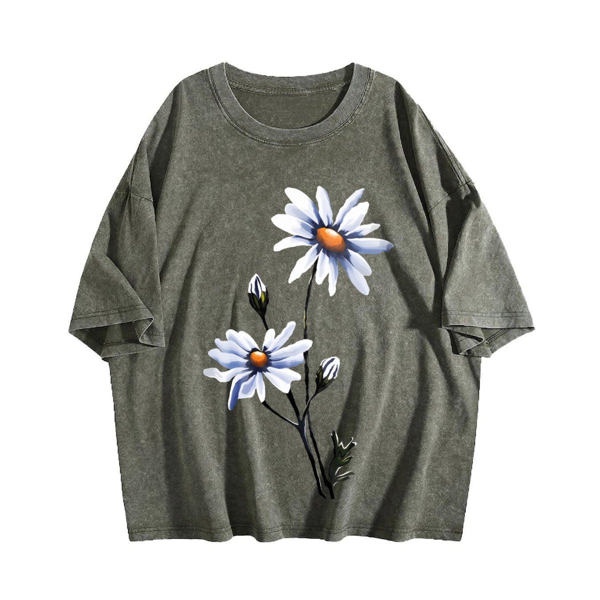 Blue Daisy Flowers Vintage Washed T-Shirt product image 4