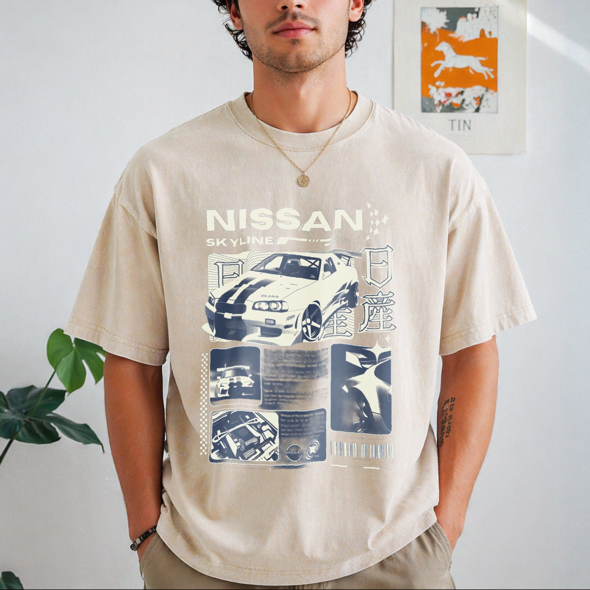 JDM Sports Car Denim Skyline Vintage Washed T-Shirt product image 1