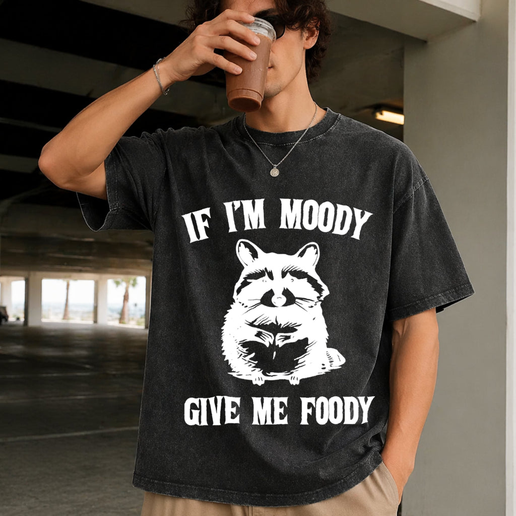 If I'm Moody Give Me Foody Funny Vintage Washed T-Shirt product image 2