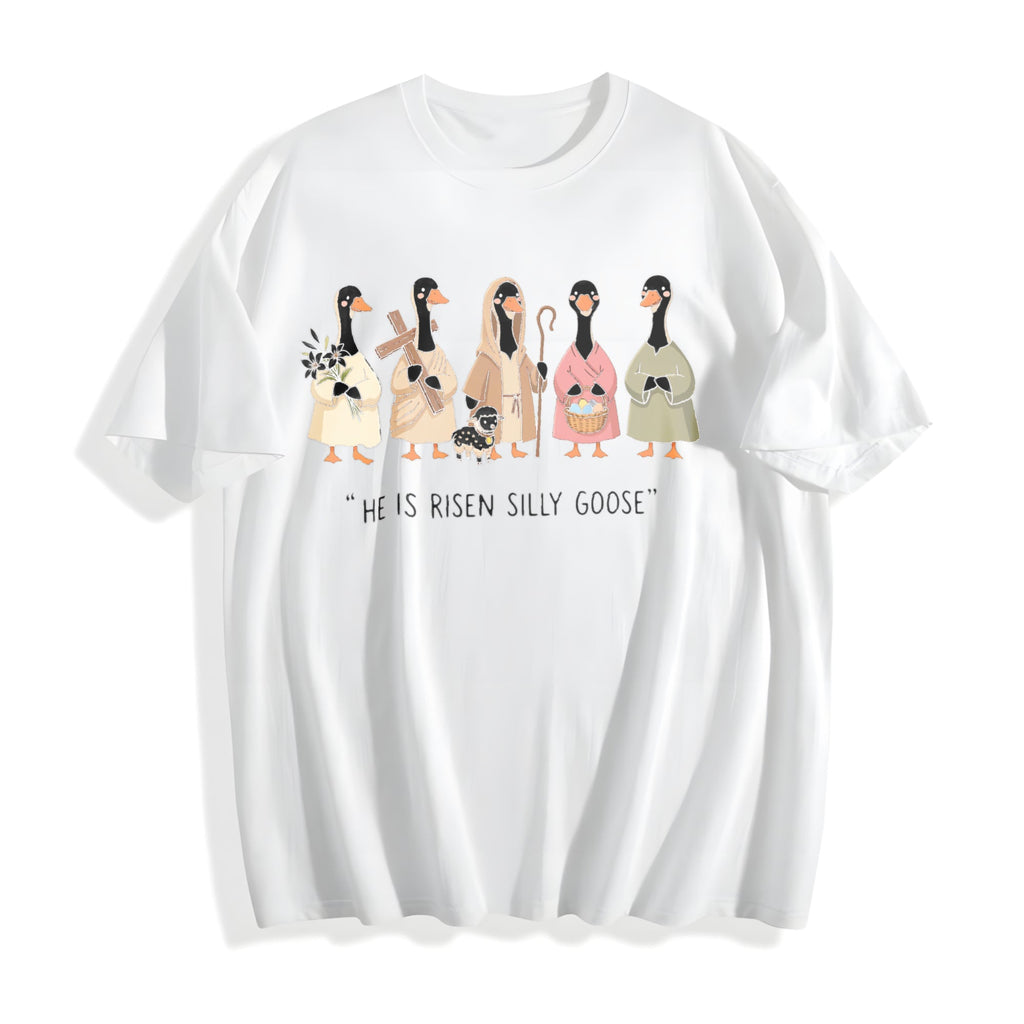He Is Risen Silly Goose Cotton T-Shirt product image 2