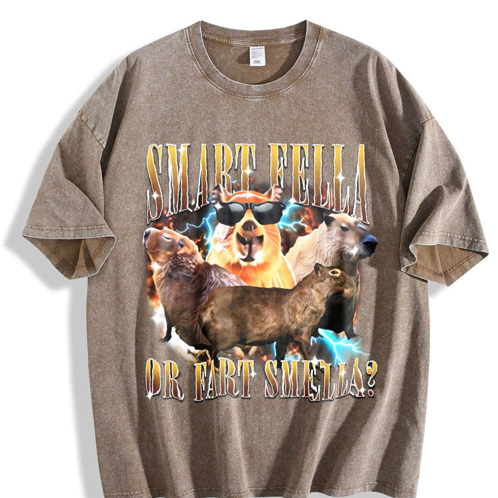 Smart Fella Or Fart Smella 90s Vintage Washed T-Shirt product image 3