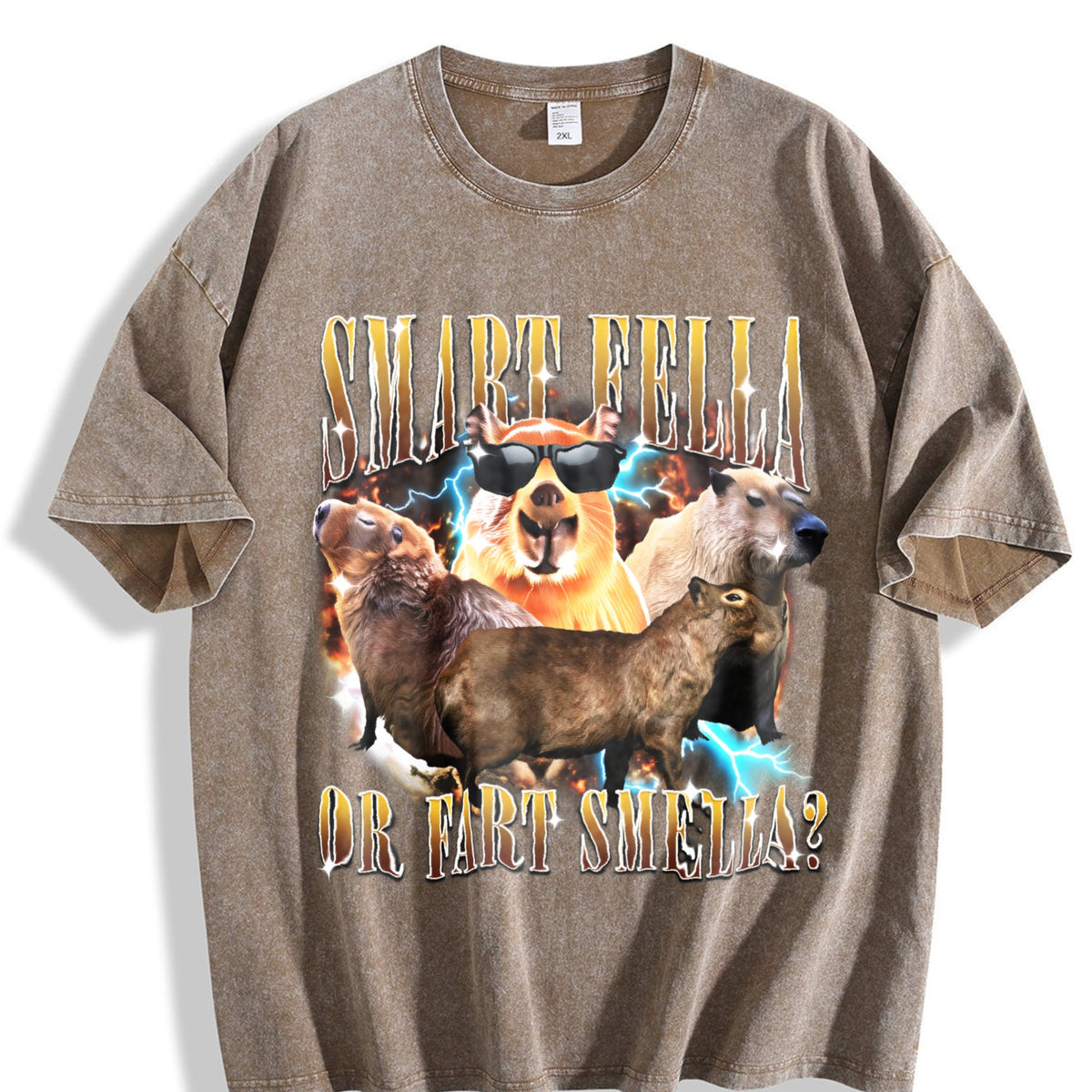 Smart Fella Or Fart Smella 90s Vintage Washed T-Shirt product image 3