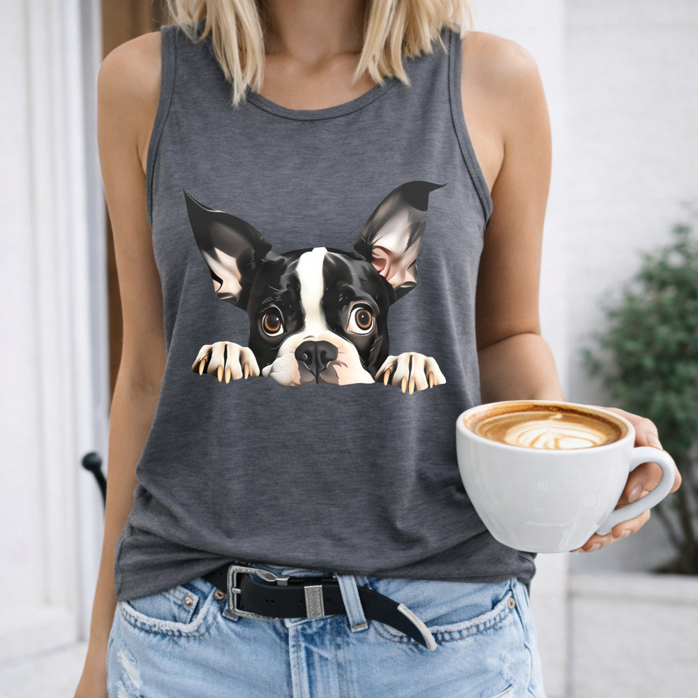Peeking Boston Terrier Women's Tank Top