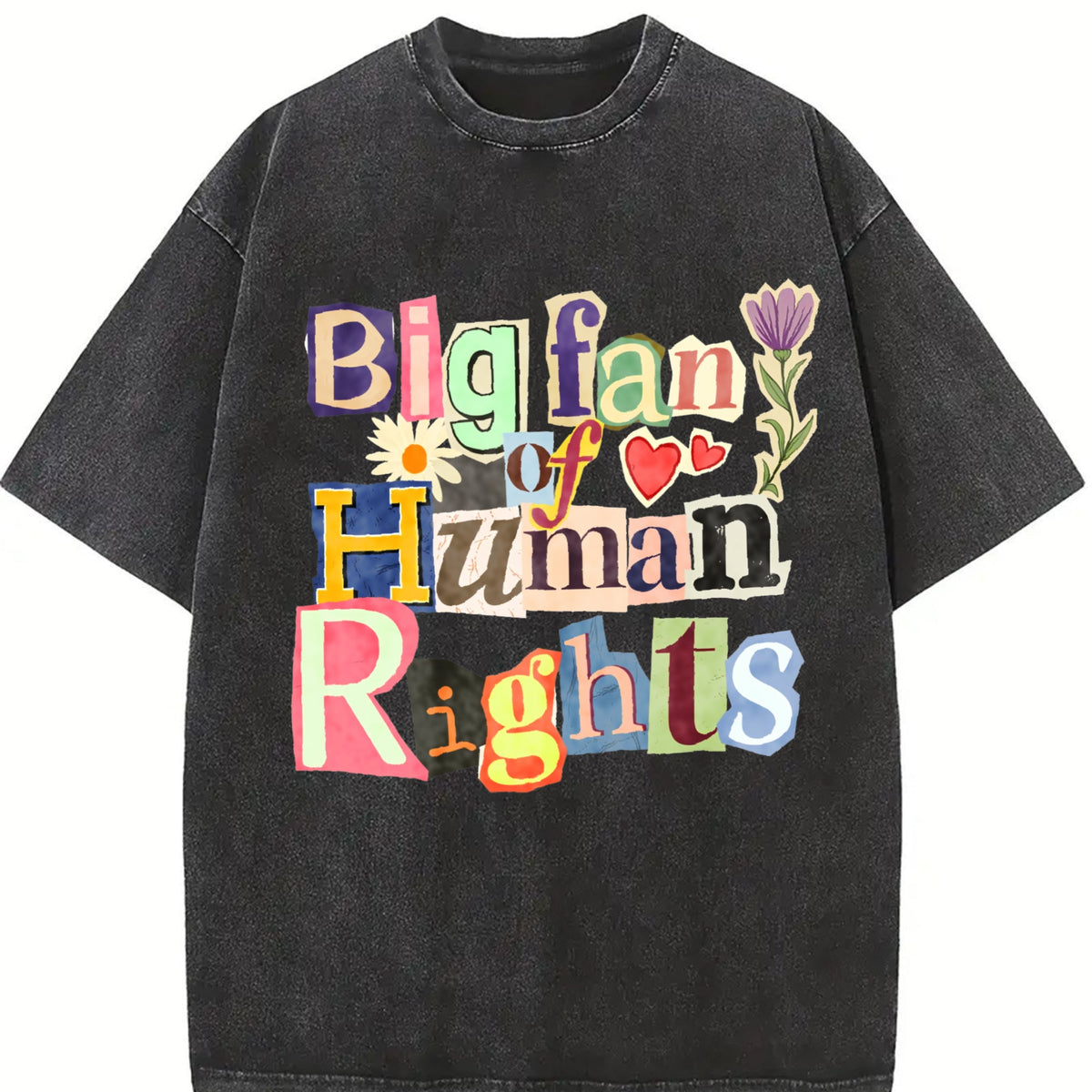 Big Fan Of Human Rights Vintage Washed T-Shirt product image 2