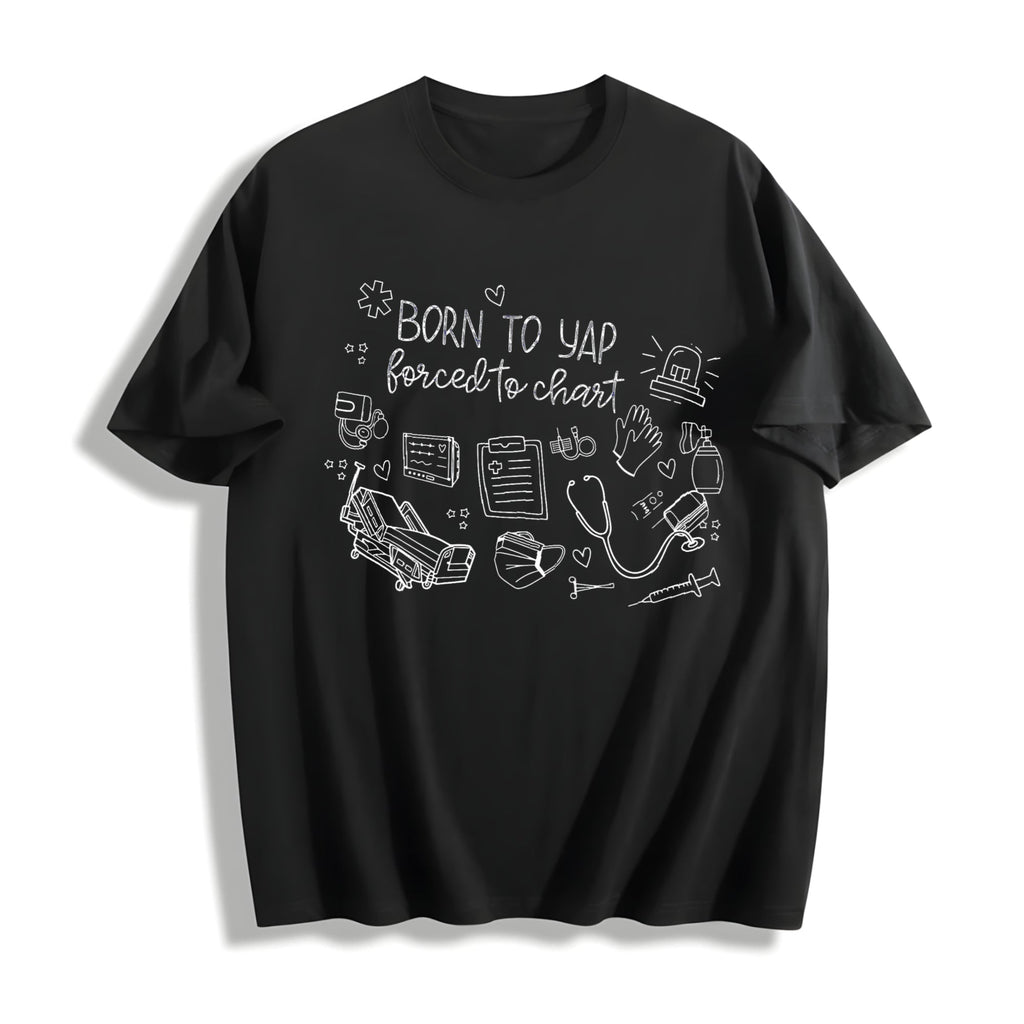 Born To Yap Forced To Chart Cotton T-Shirt product image 1
