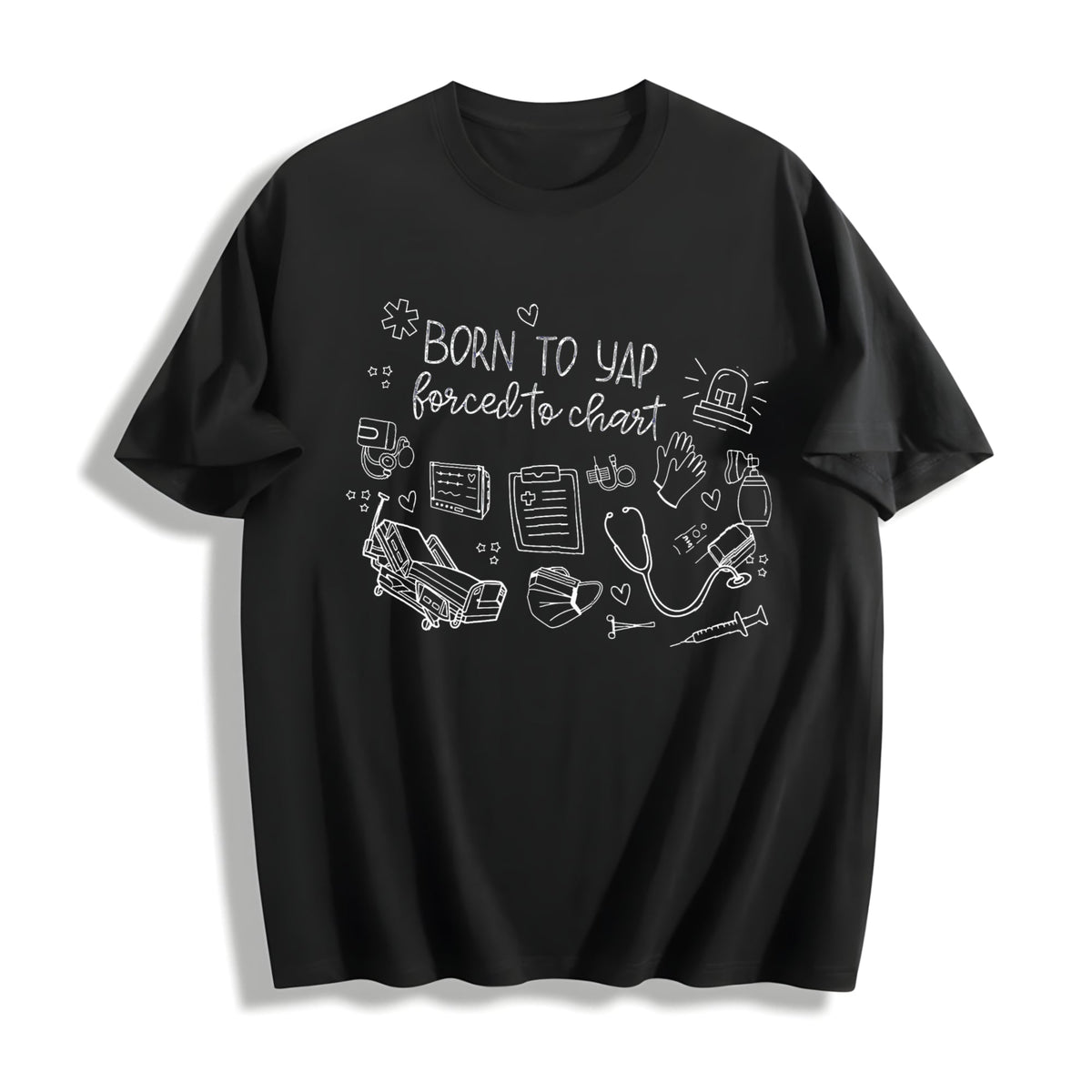 Born To Yap Forced To Chart Cotton T-Shirt product image 1
