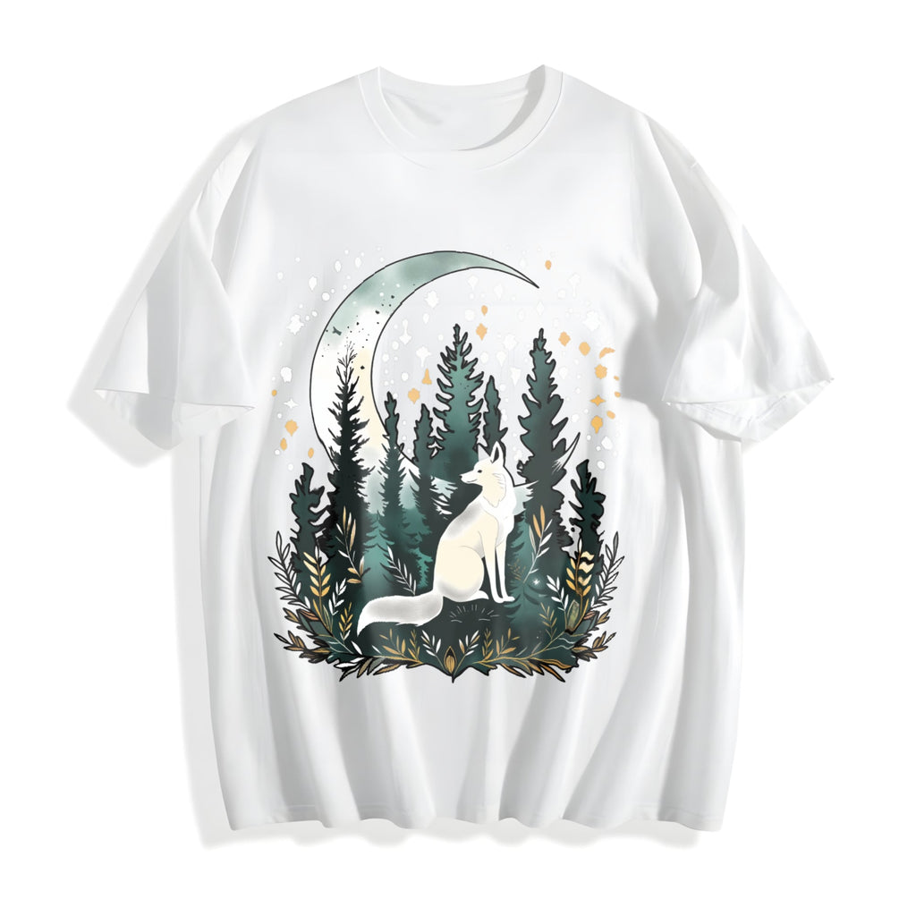 Bohemian Night Fox & Pine Forest - Stretch Cotton T-Shirt product image 2