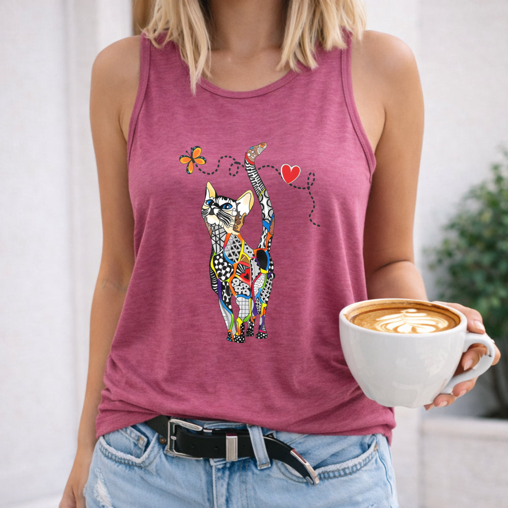 Cat & Floral - Summer Women's Tank Top