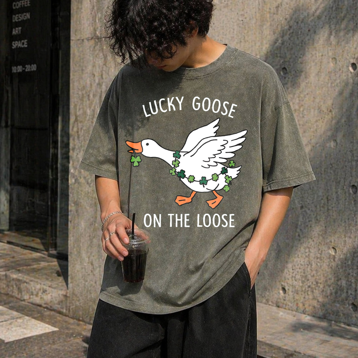 Funny St Patricks Day Goose Vintage Washed T-Shirt product image 4