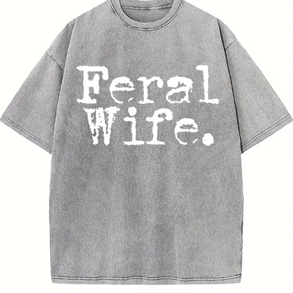 Feral Wife Funny Vintage Washed T-Shirt product image 4